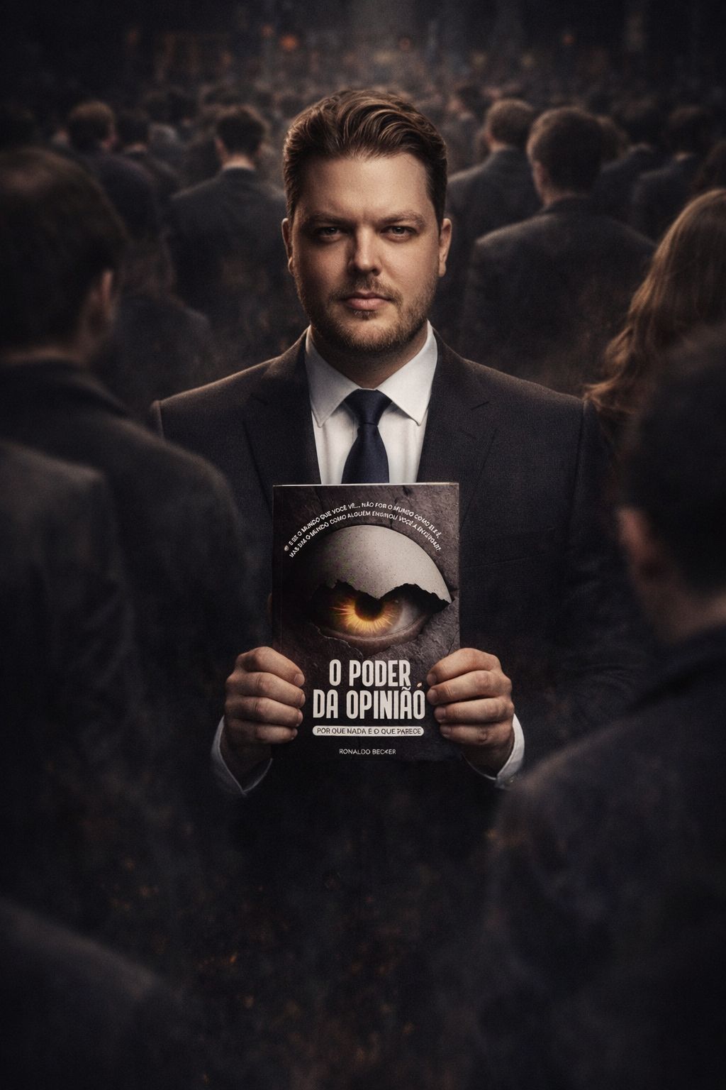 Ronaldo Becker segurando o livro O Poder da Opinião